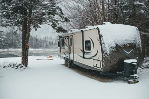  Camper Trailer RV with Snow