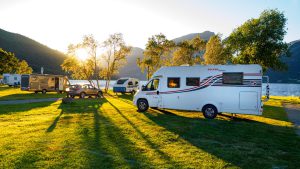 RV by the lake