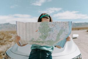  Girl looking at map