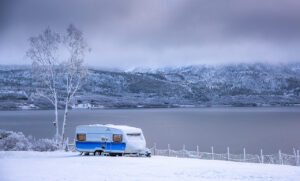 Travel Trailer RV in Winter